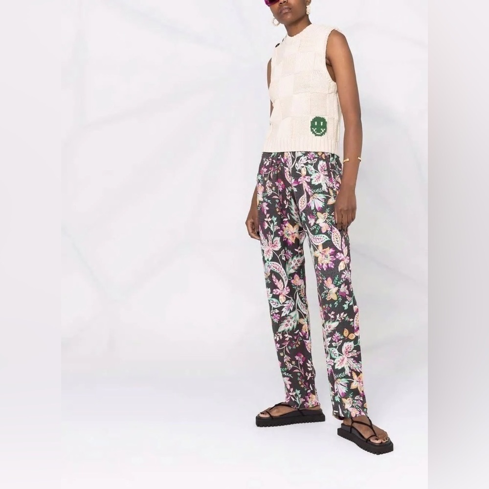 Isabel Marant Floral Print Trousers - Black and Pink - Picture 12 of 14